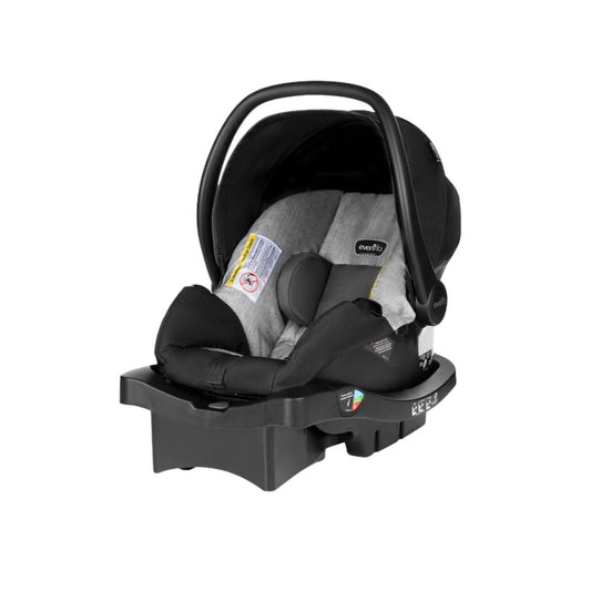 Evenflo Baby car seat with gray cushion on a white background