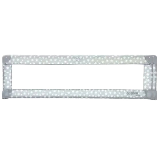 Asalvo Baby safety gate with white polka dot pattern on a white background