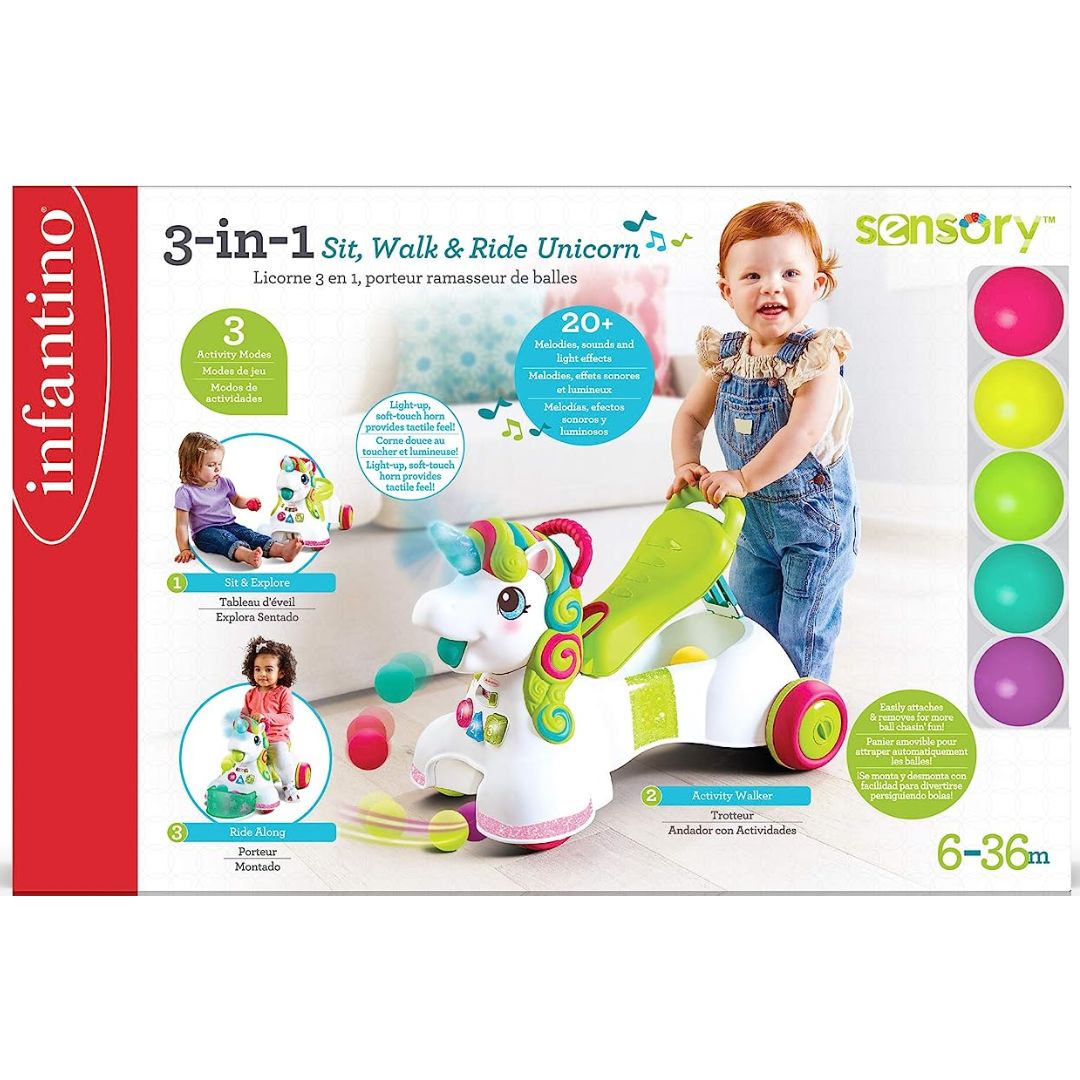 Infantino Senso 3-in-1 Sit, Walk & Ride Unicorn