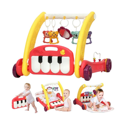 2-in-1 Pedal Piano Rack & Toddler Walker - Red