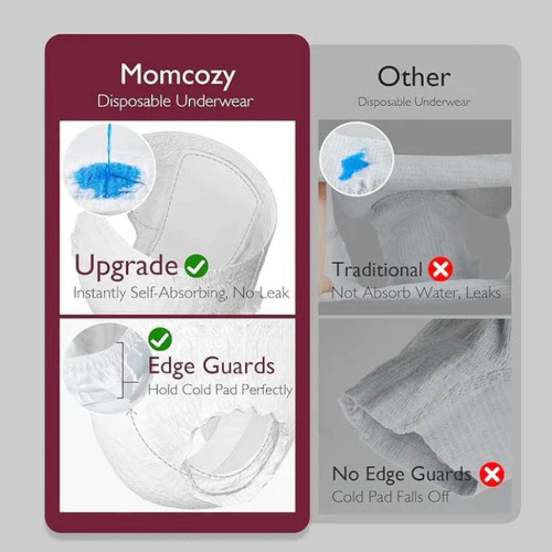 Momcozy white Disposable underwear with features tags