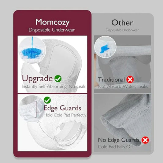 Momcozy white Disposable underwear with features tags