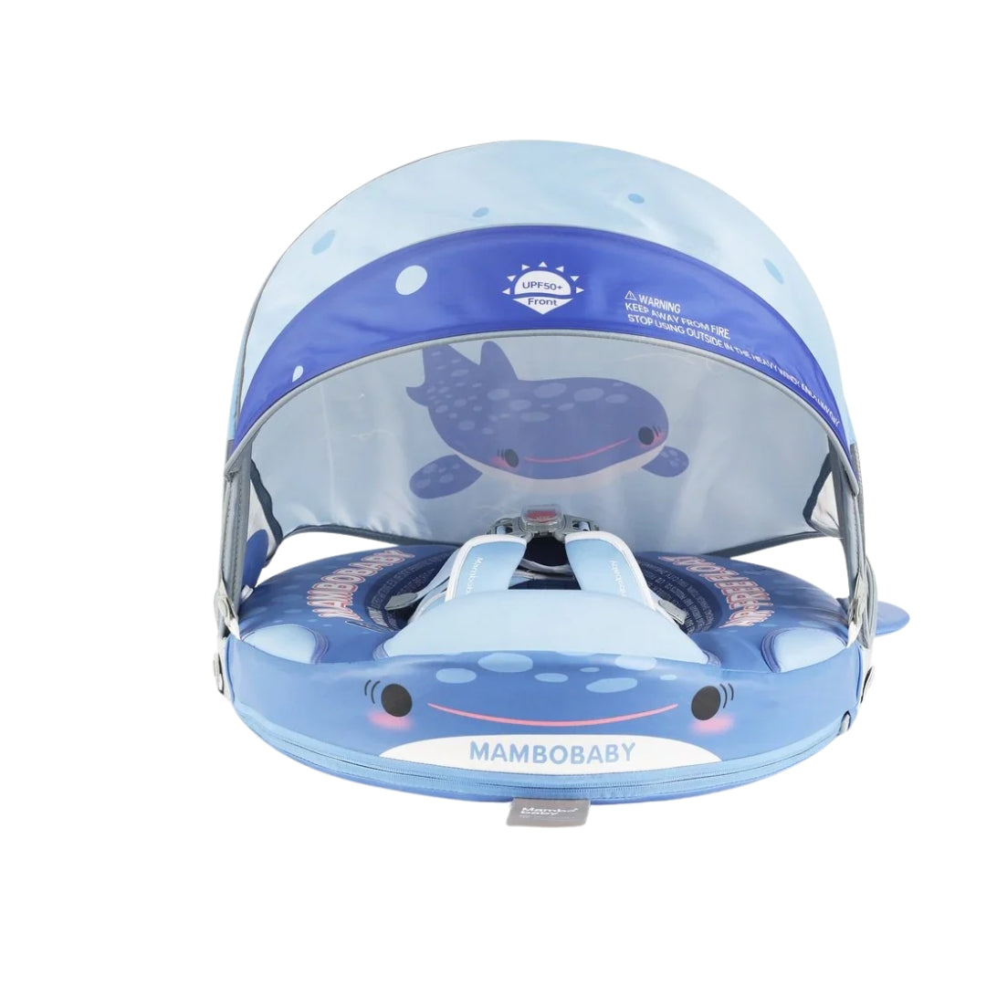 Mambobaby Non-Inflatable Chest Baby Float with Canopy – Fish Blue