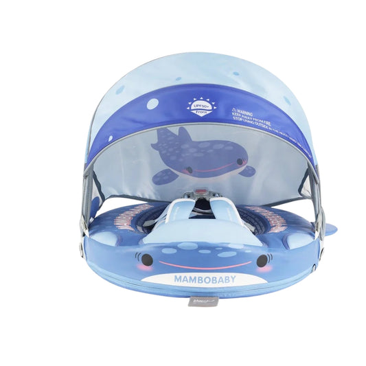 Mambobaby Non-Inflatable Chest Baby Float with Canopy – Fish Blue