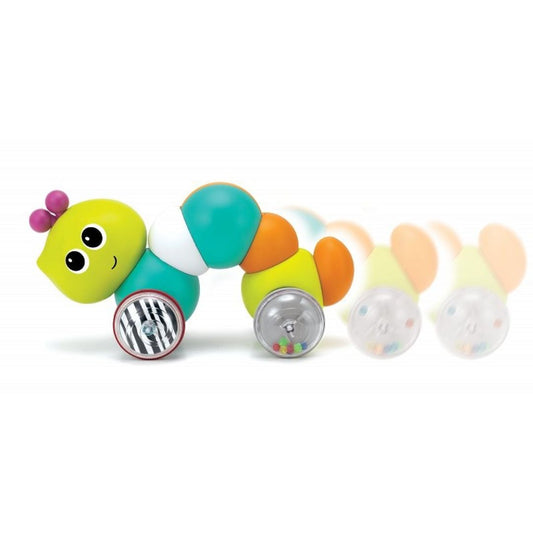 Infantino Bkids Colorful toy caterpillar with wheels on a white background