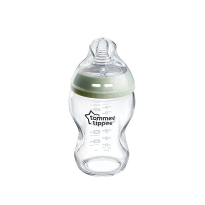 Tommee Tippee baby bottle on a white background