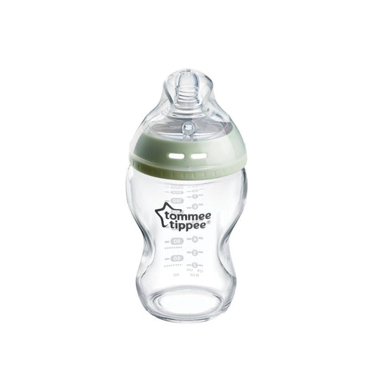 Tommee Tippee baby bottle on a white background