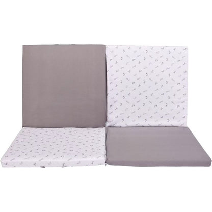 Candide Playmat Gray and white crib bumper pads with subtle patterns on a white background