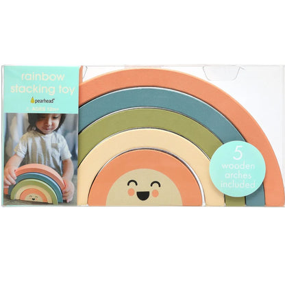 Pearhead rainbow stacking toy with packaging on a white background