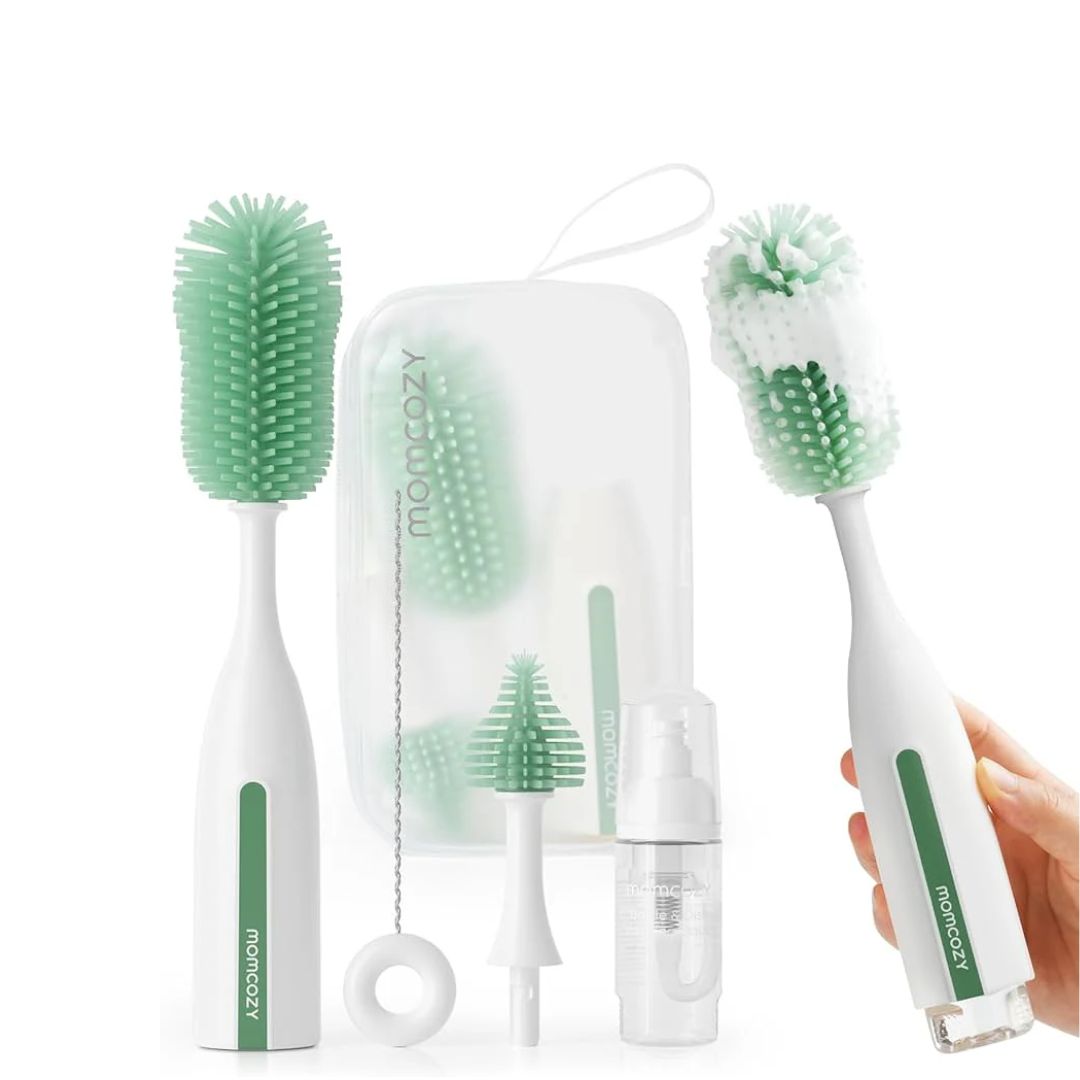 Set of cleaning brushes with a carrying case on a white background
