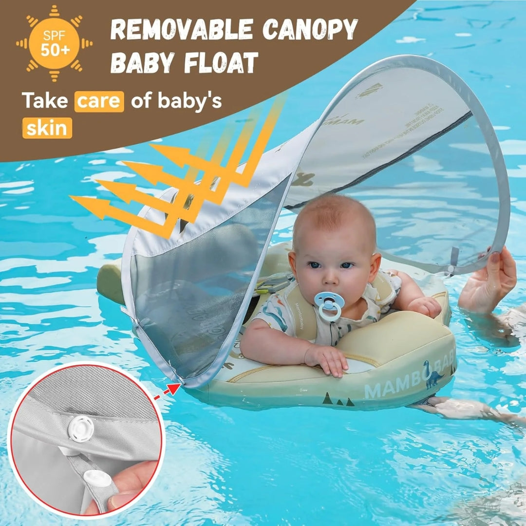 Mambobaby Non-Inflatable Baby Float with Canopy & Tail | Dino
