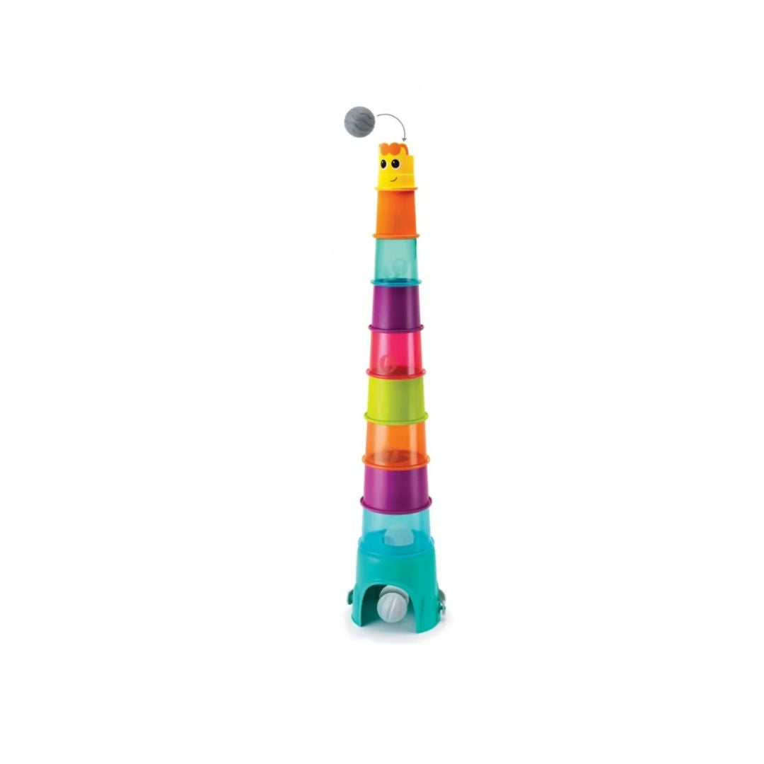 Bkids Colorful tower toy with a small figure on top against a white background