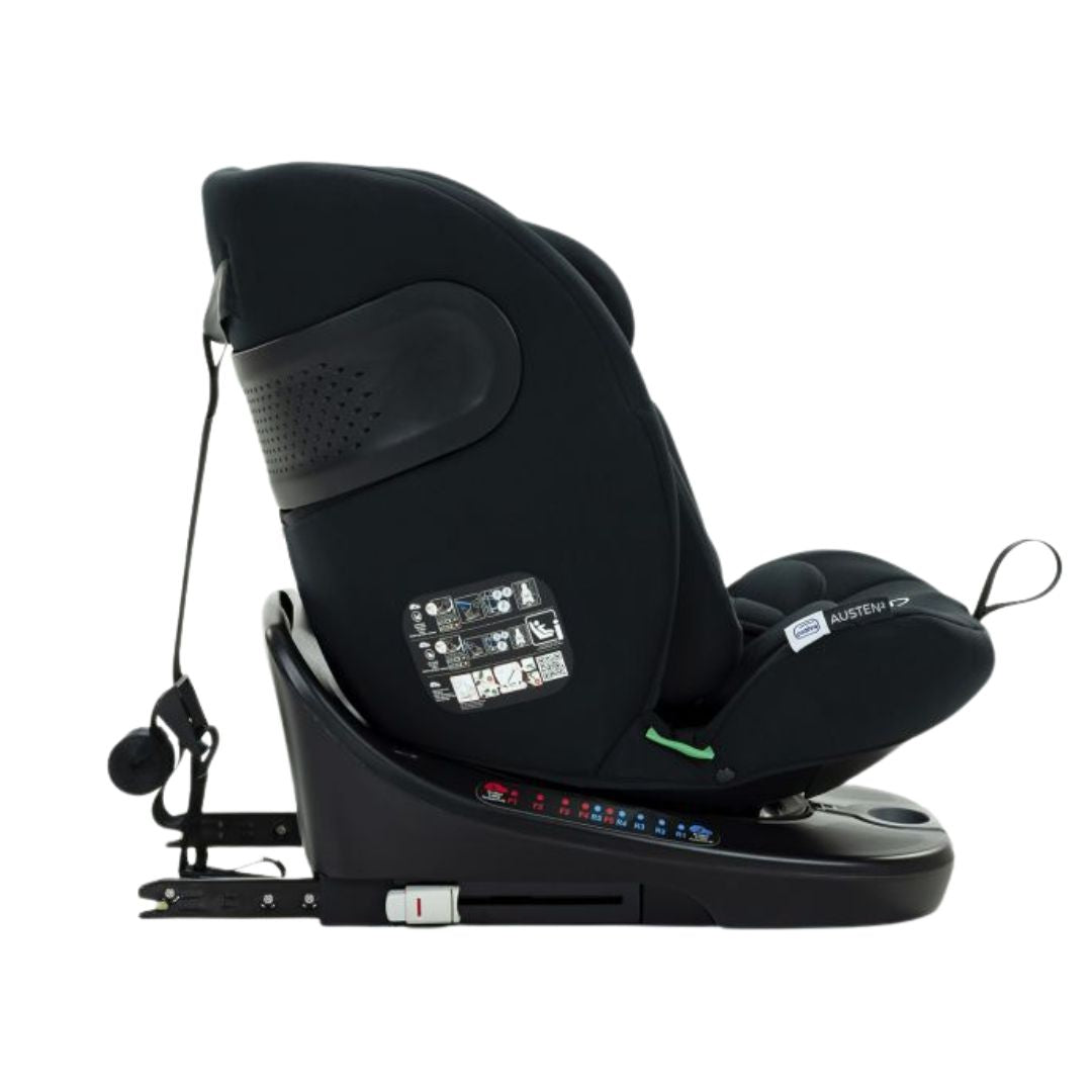 Asalvo Austen Black child car seat with harness on a white background