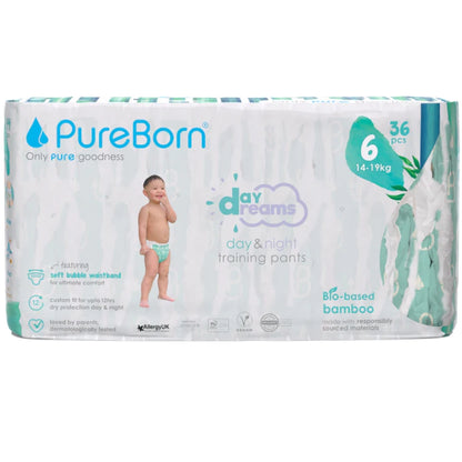 Package of PureBorn day & night training pants, Diaper, on a white background
