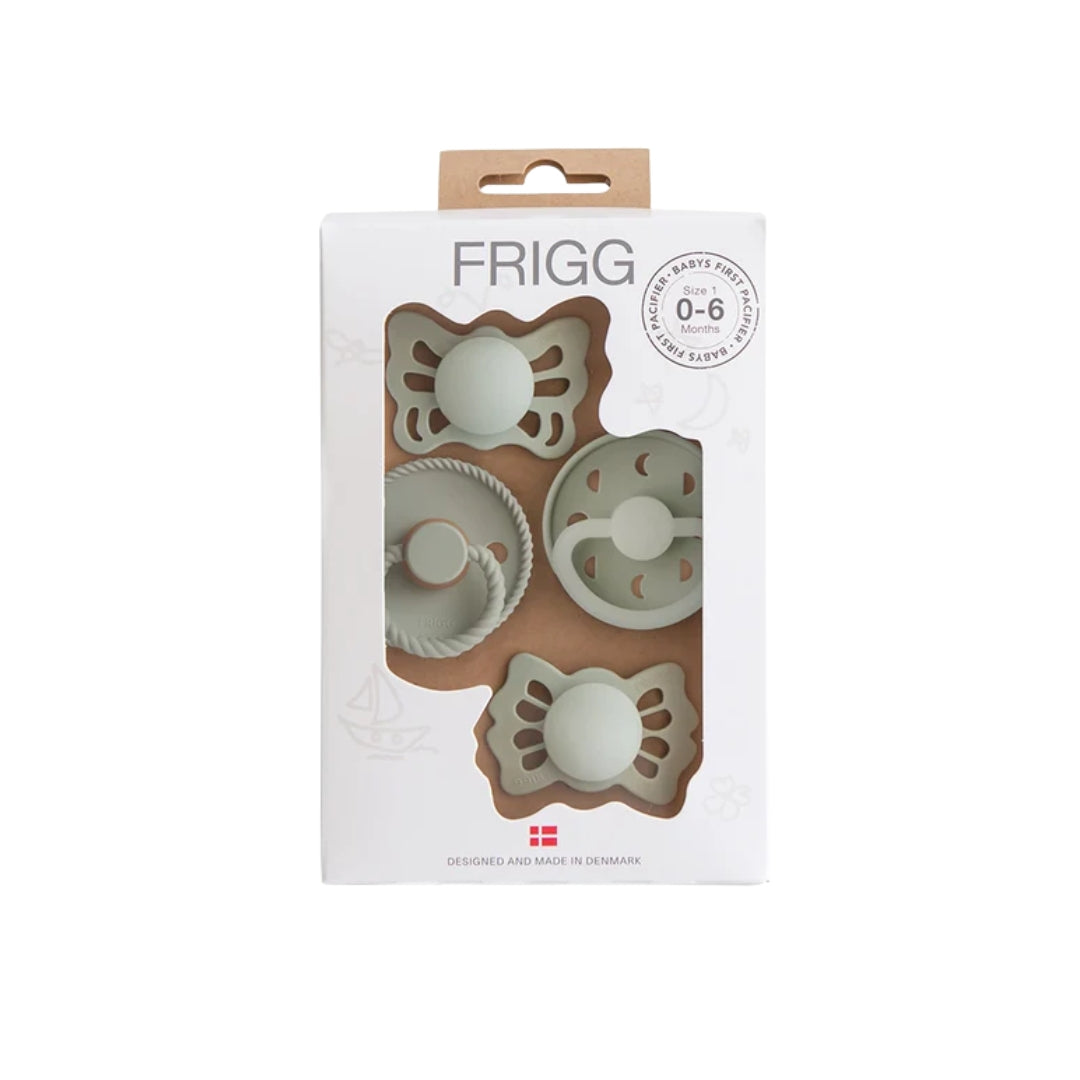 Packaging of FRIGG baby teether set on a white background