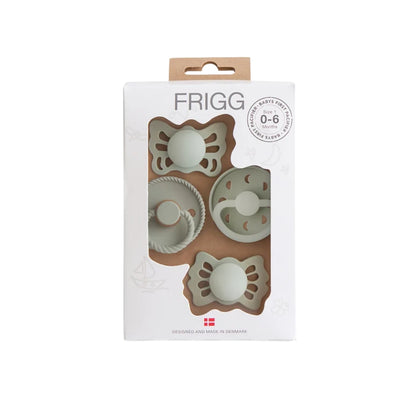 Packaging of FRIGG baby teether set on a white background