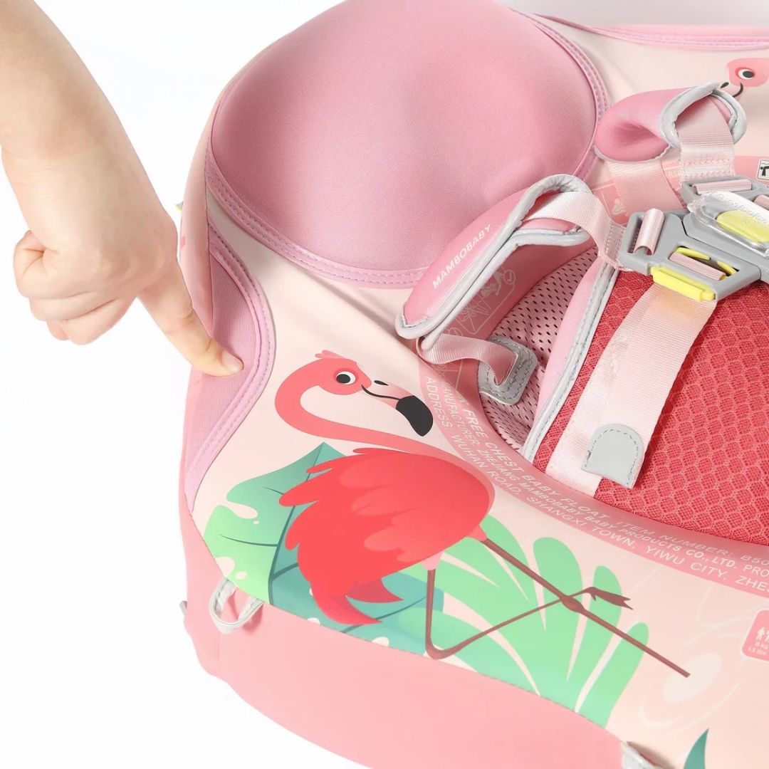 Pink children's Float with flamingo design branded mambobaby.
