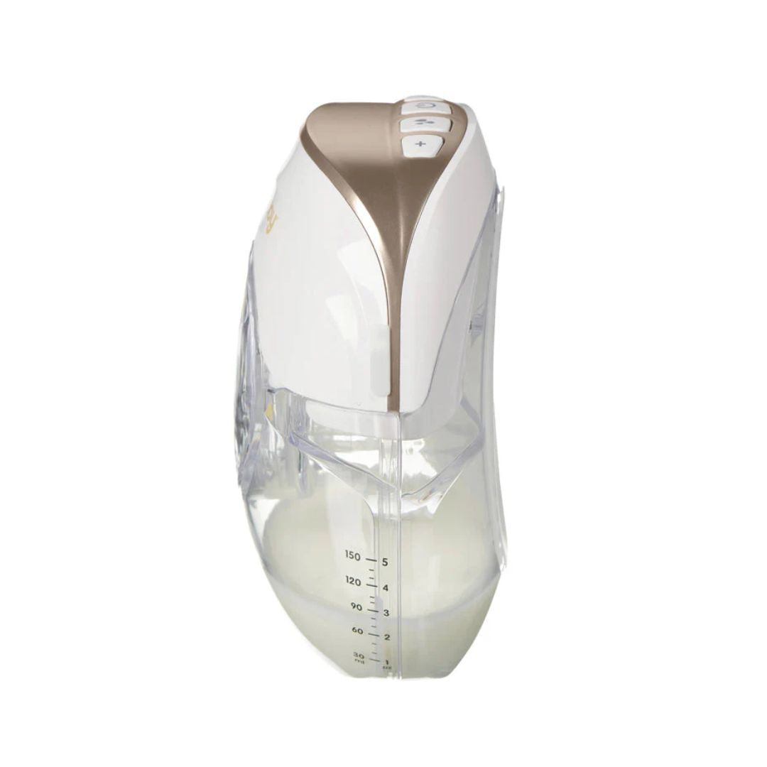 Vital baby breastpum with Clear measuring cup with a white interior on a white background