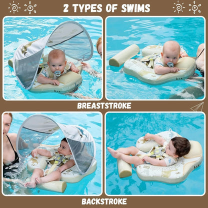 Mambobaby Non-Inflatable Baby Float with Canopy & Tail | Dino