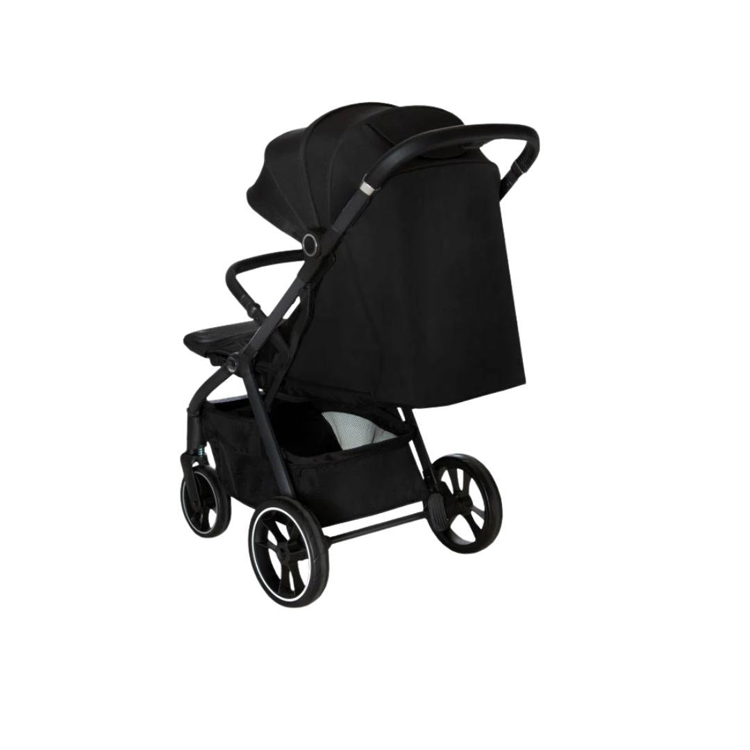 Black asalvo stroller on a white background