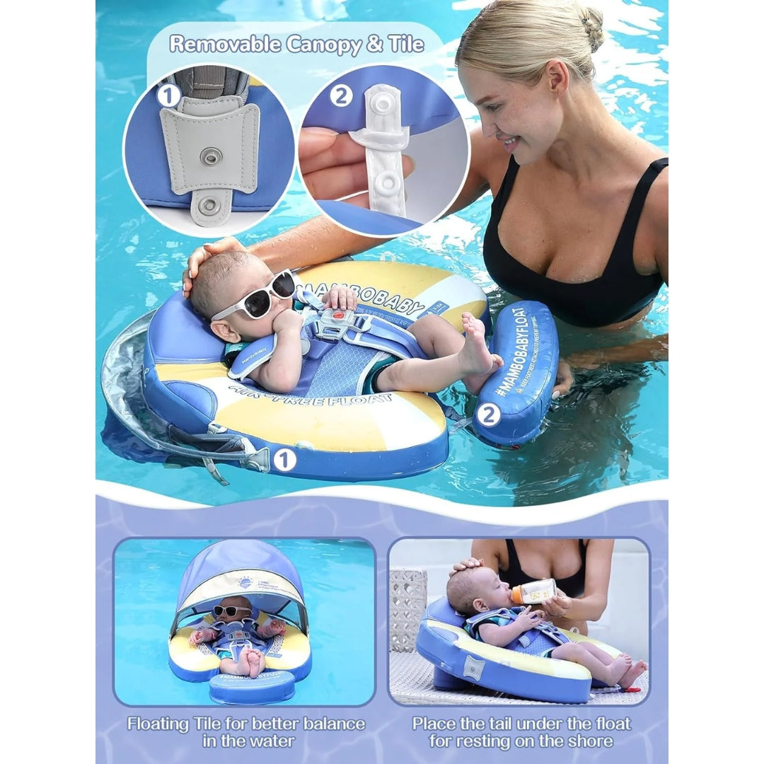 Mambobaby Non-Inflatable Baby Float with Canopy & Tail – Penguin