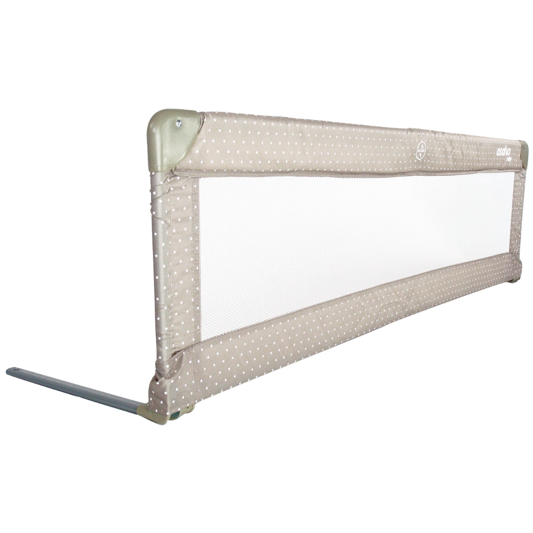 Asalvo Baby safety gate with polka dot design on a white background