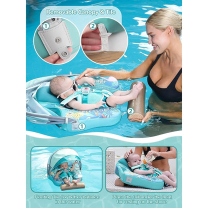 Mambobaby Non-Inflatable Baby Float with Canopy & Tail – Tropical