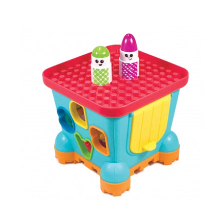 Infantino Colorful toy building block set with two small figures on a white background