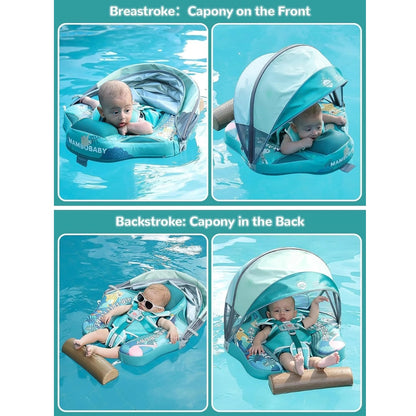 Mambobaby Non-Inflatable Baby Float with Canopy & Tail – Tropical
