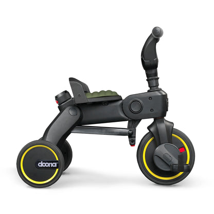 Black and yellow children's scooter with 'doona' branding on a white background