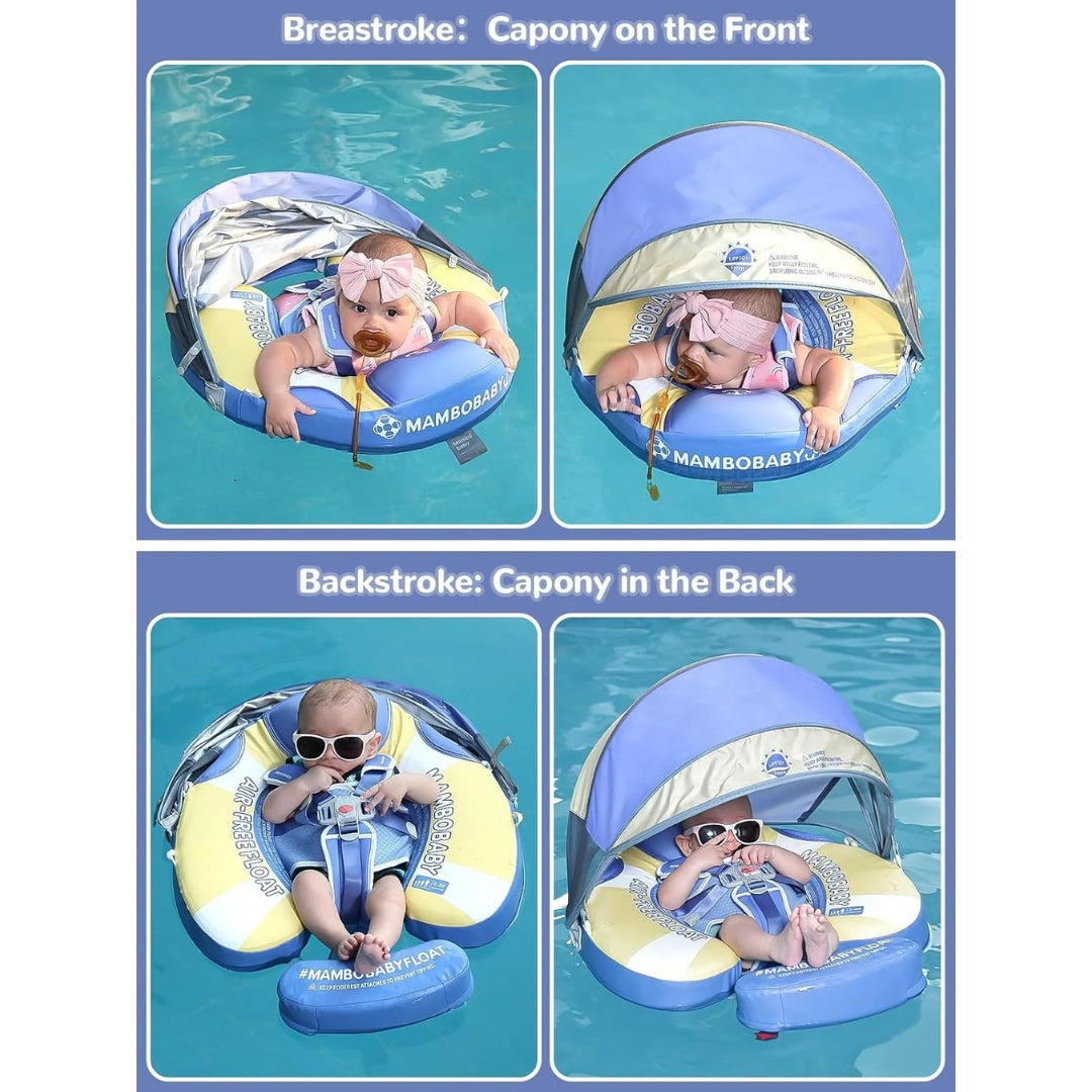 Mambobaby Non-Inflatable Baby Float with Canopy & Tail – Penguin