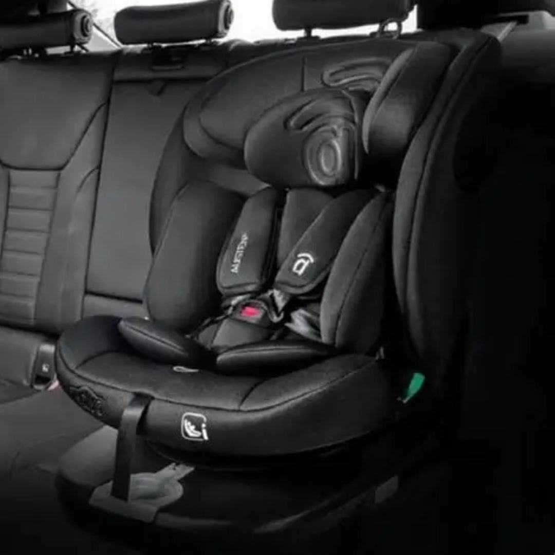 Asalvo Black car seat in a vehicle interior