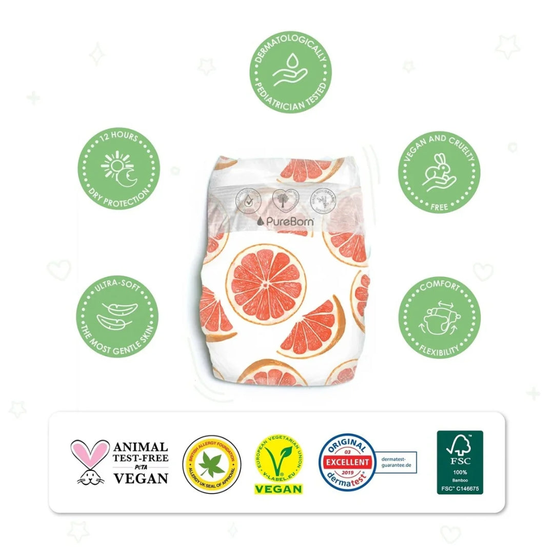 PureBorn Double Pack Organic Bamboo Diapers