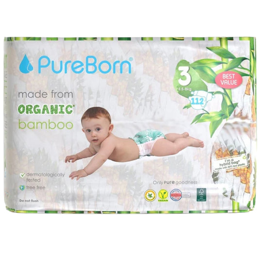 PureBorn Master Pack Organic Bamboo Diapers