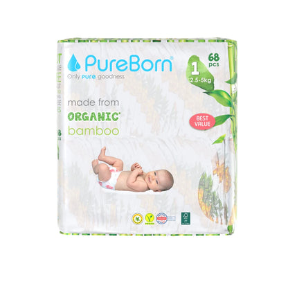 PureBorn Double Pack Organic Bamboo Diapers