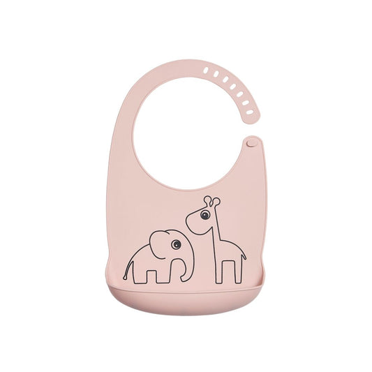 Done By Deer Silicone Bib Elphee & Raffi Baby Pink